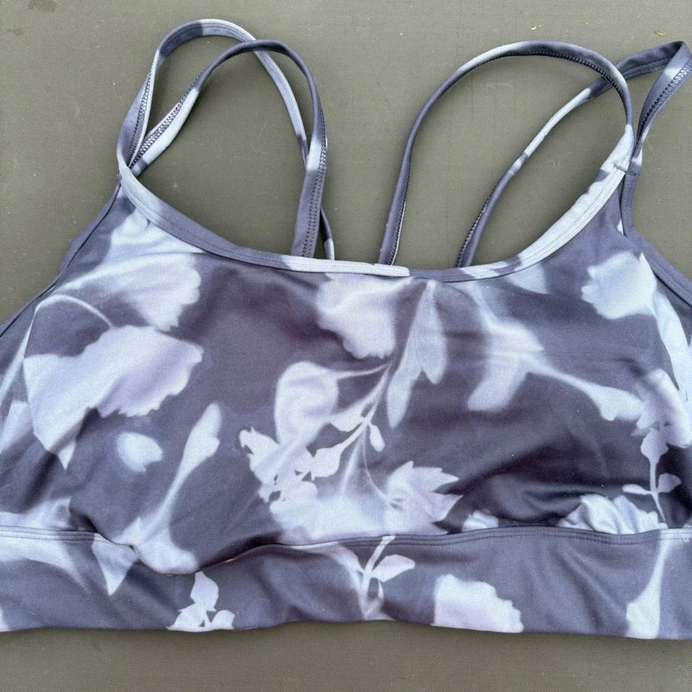All In Motion Womens Strappy Racer Bra Gray Wash Floral XL NWT‎ 214 05 3544